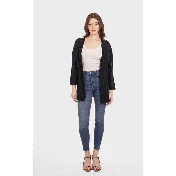 Cotton by Autumn Cashmere Open Pointelle Duster Black Size Large NEW With Tags - Picture 13 of 14